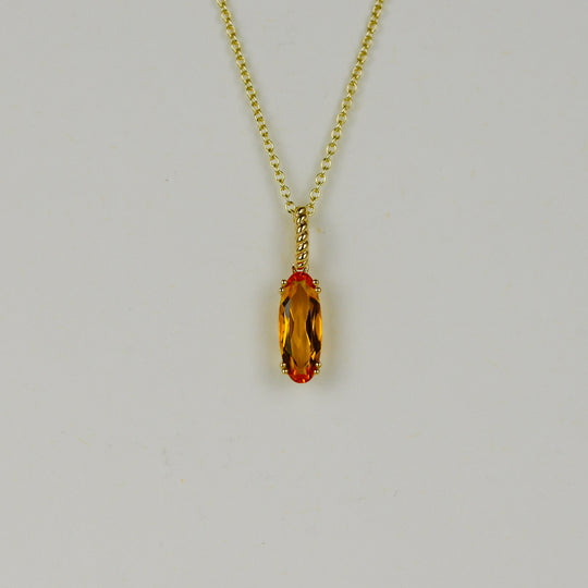 9ct Yellow Gold 1.60ct Elongated Oval Citrine Pendant
