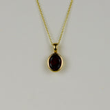 9ct Yellow Gold 2.81ct Oval Rub Set Garnet Pendant