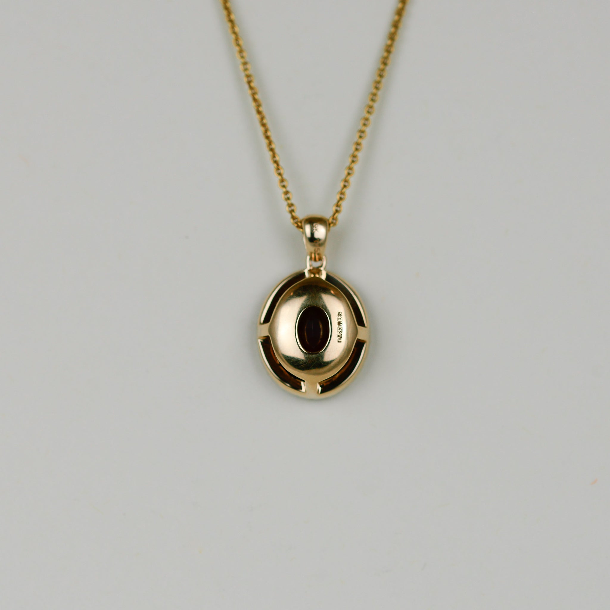 9ct Yellow Gold 6.60ct Oval Garnet and Diamond Pendant