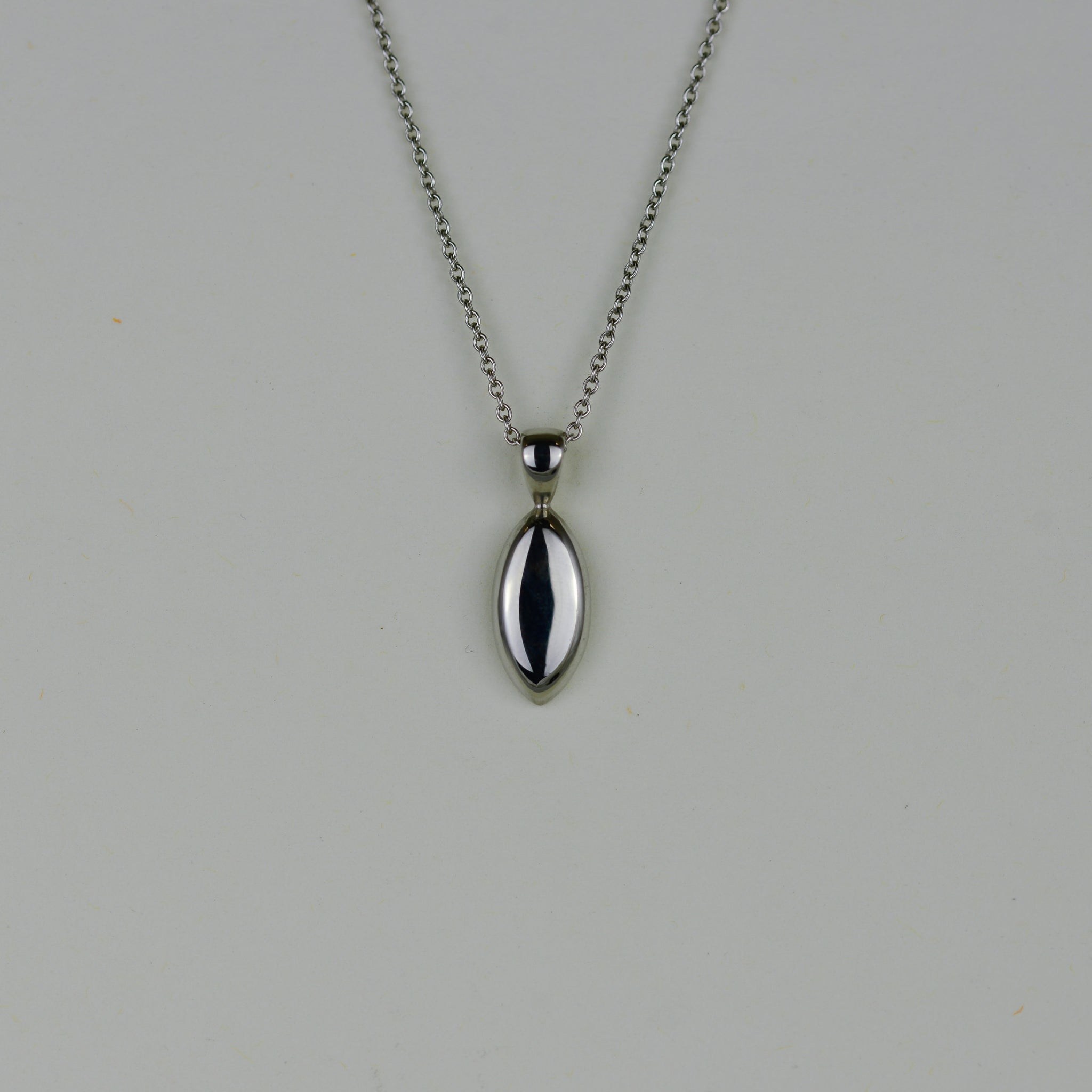 9ct White Gold Simple Marquise Pendant