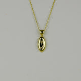 9ct Yellow Gold Engraved Rose Marquise Pendant