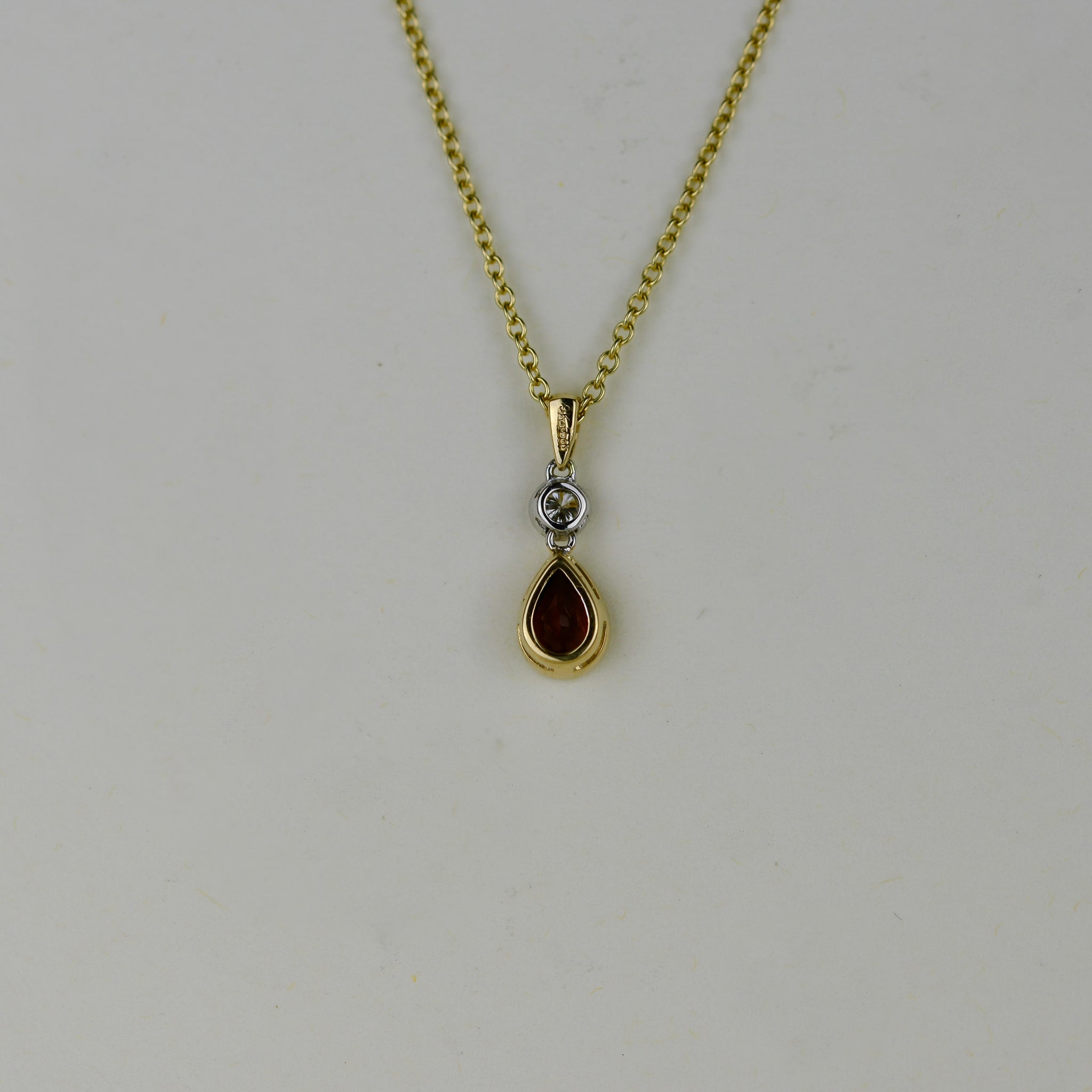9ct Yellow & White Gold 0.48ct Pear Garnet and Diamond Pendant