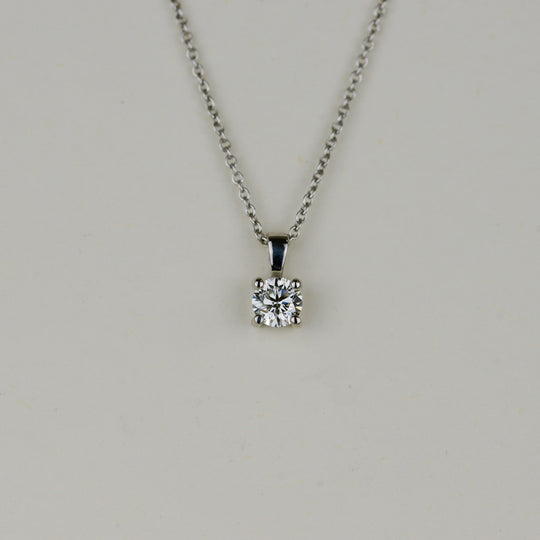 18ct White Gold 0.50ct Round Diamond Solitaire Pendant