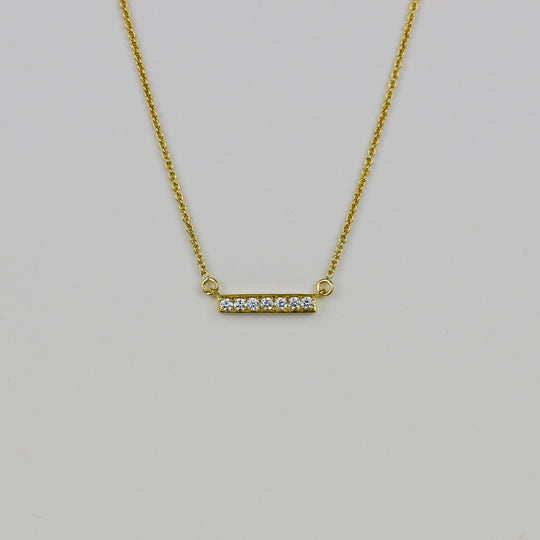 18ct Yellow Gold 0.14ct Round Brilliant Diamond Bar Necklet