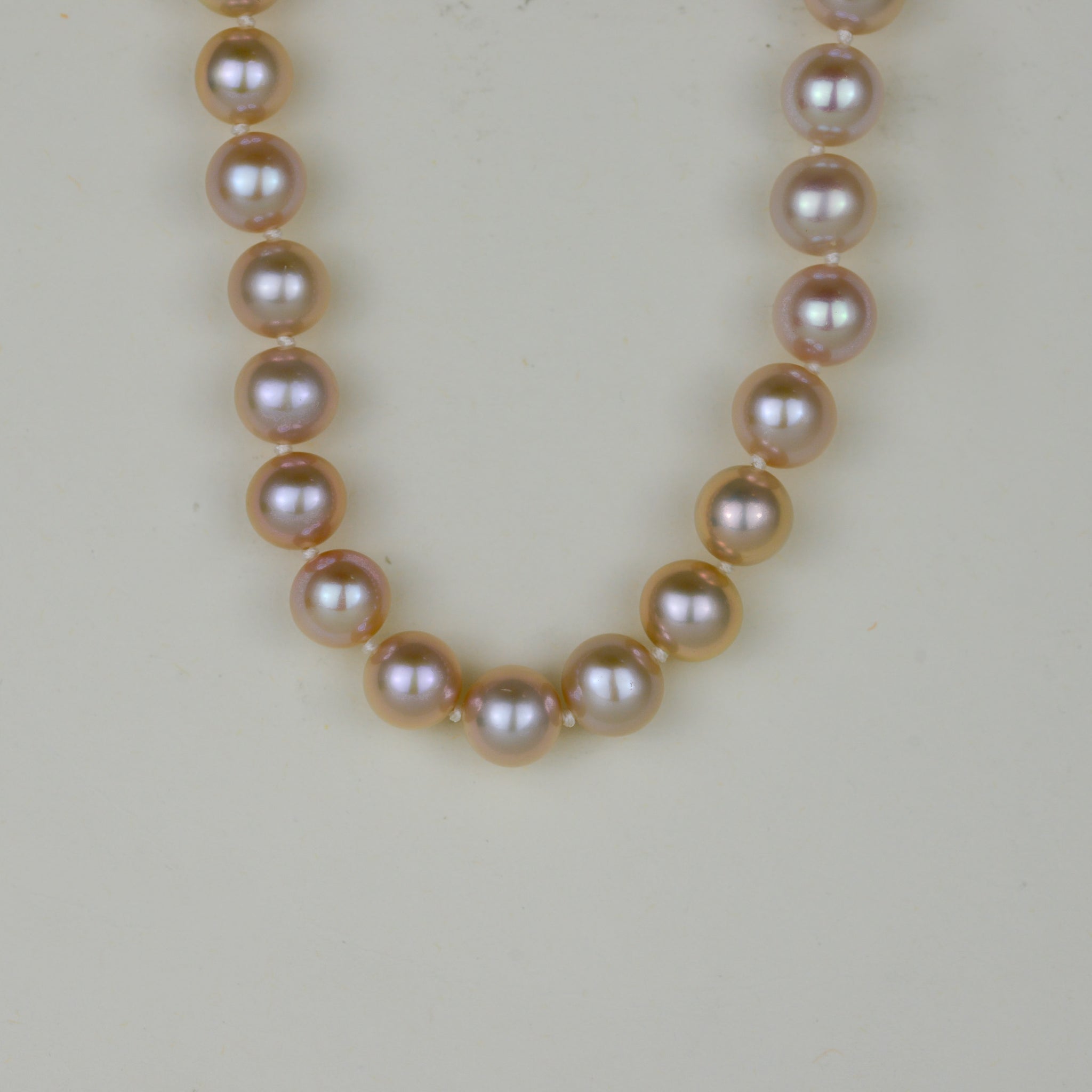 Silver Gold Plated 8mm Pink Freshwater Pearl Necklace