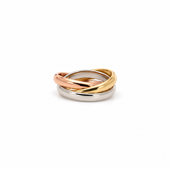 9ct Yellow, White and Rose Gold 3mm Trilogy Band