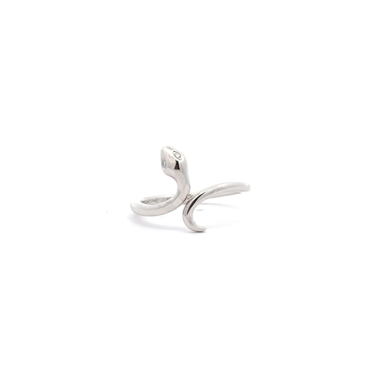 Platinum Snake Ring With Diamond Eyes