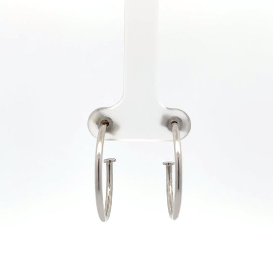 9ct White Gold 3/4 Hoop Earrings - Large