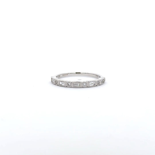 18ct White Gold 0.28ct Baguette and Round Brilliant Diamond Eternity Ring