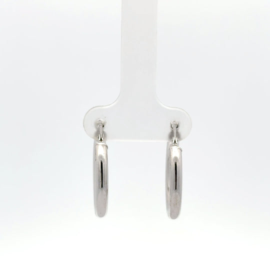 9ct White Gold Chunky Medium 20mm Hoop Earrings