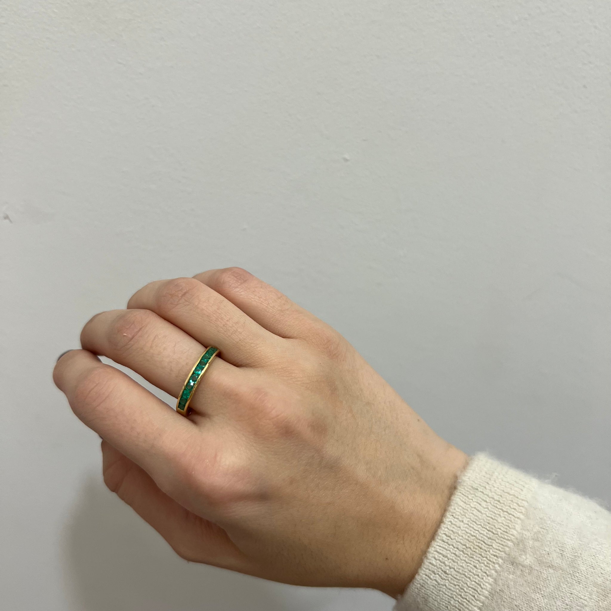 18ct Yellow Gold 0.55ct Emerald Half Eternity Ring