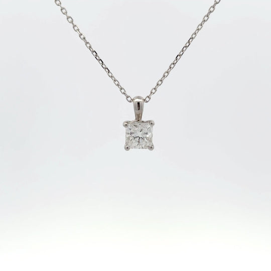 18ct White Gold 1.05ct Radiant Cut Solitaire Pendant