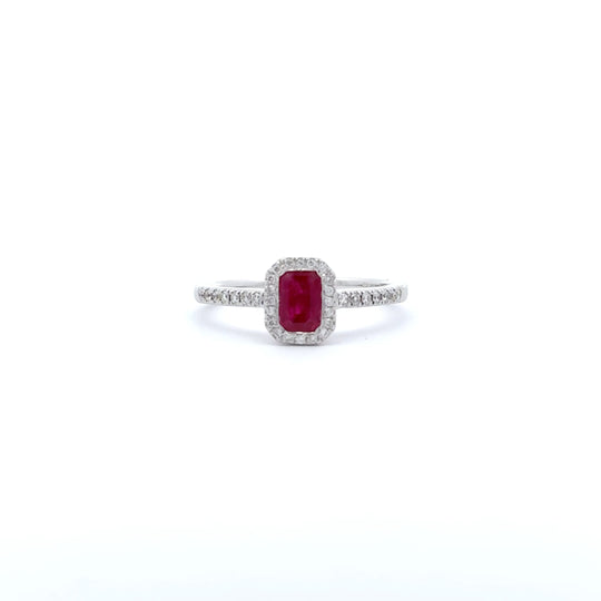 18ct White Gold 0.75ct Ruby and Diamond Cluster Ring