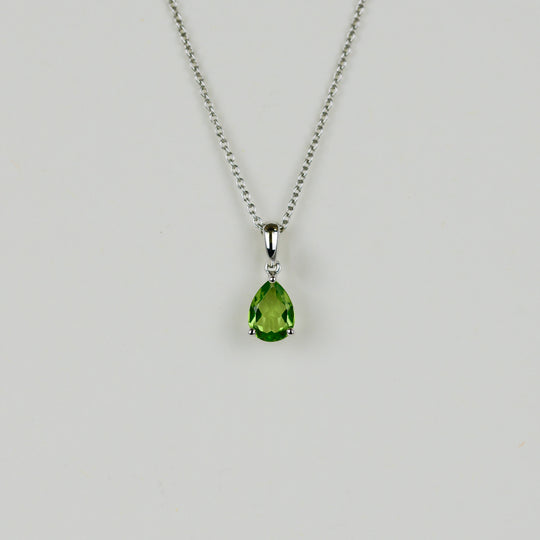 9ct White Gold 1.12ct Pear Peridot Pendant
