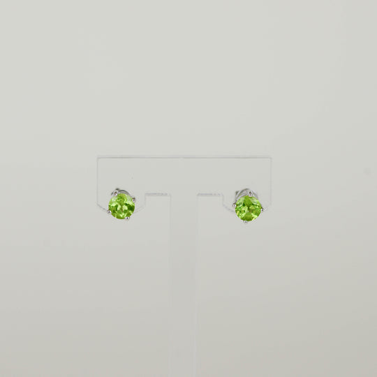 9ct White Gold 1.16ct Round Peridot Stud Earrings