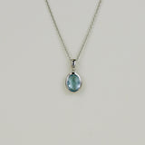 9ct White Gold 1.81ct Checkerboard Oval Cut Blue Topaz Pendant