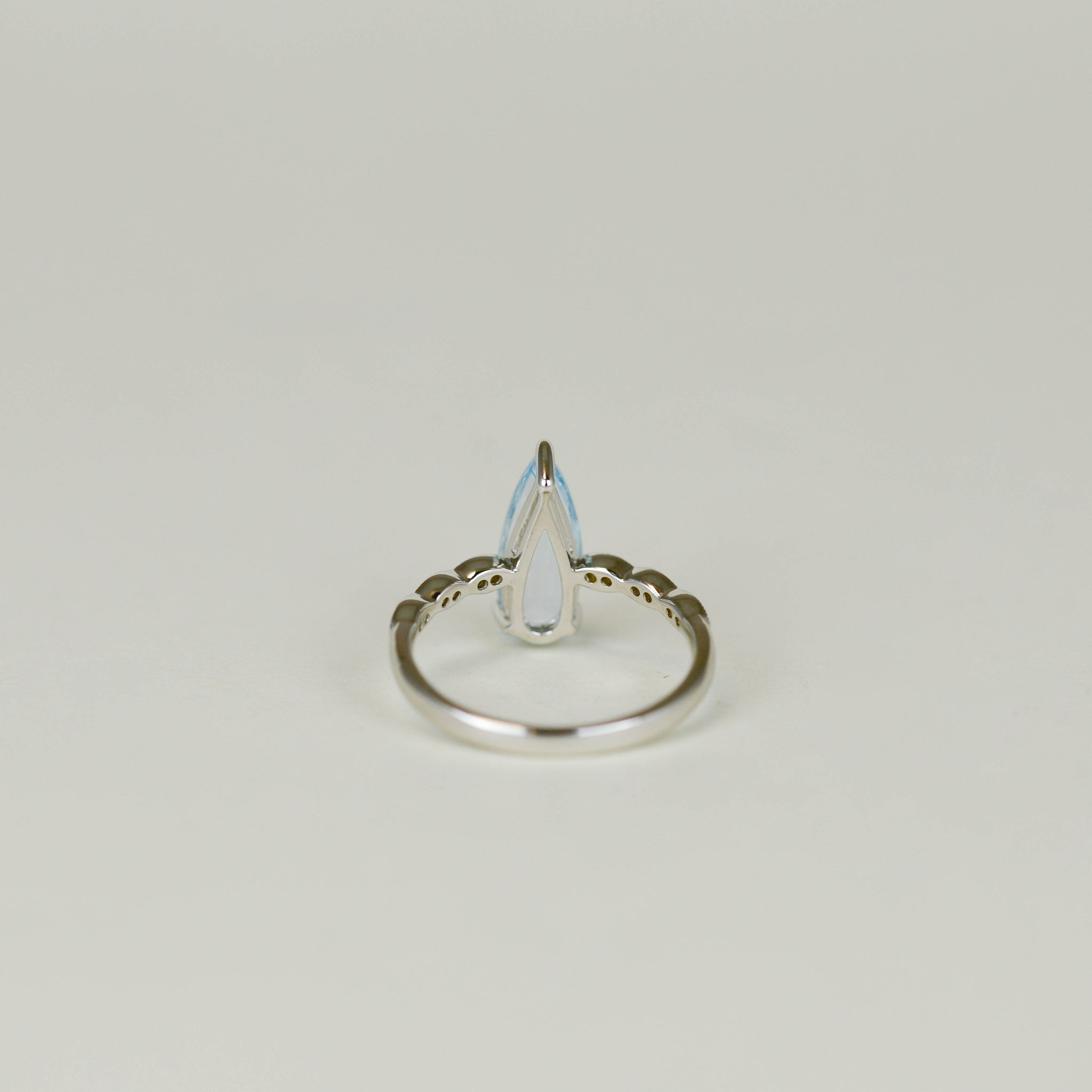 9ct White Gold 2.03ct Elongated Pear Cut Blue Topaz and Diamond Ring