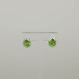 9ct White Gold 2.30ct Rub Set Pear Cut Peridot Stud Earrings