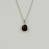 9ct White Gold 2.98ct Checkerboard Square Cut Garnet Pendant