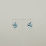 9ct White Gold 4.53ct Oval Rub Set Blue Topaz Stud Earrings