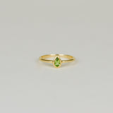 9ct Yellow Gold 0.24ct Pear Cut Rub Set Peridot Ring