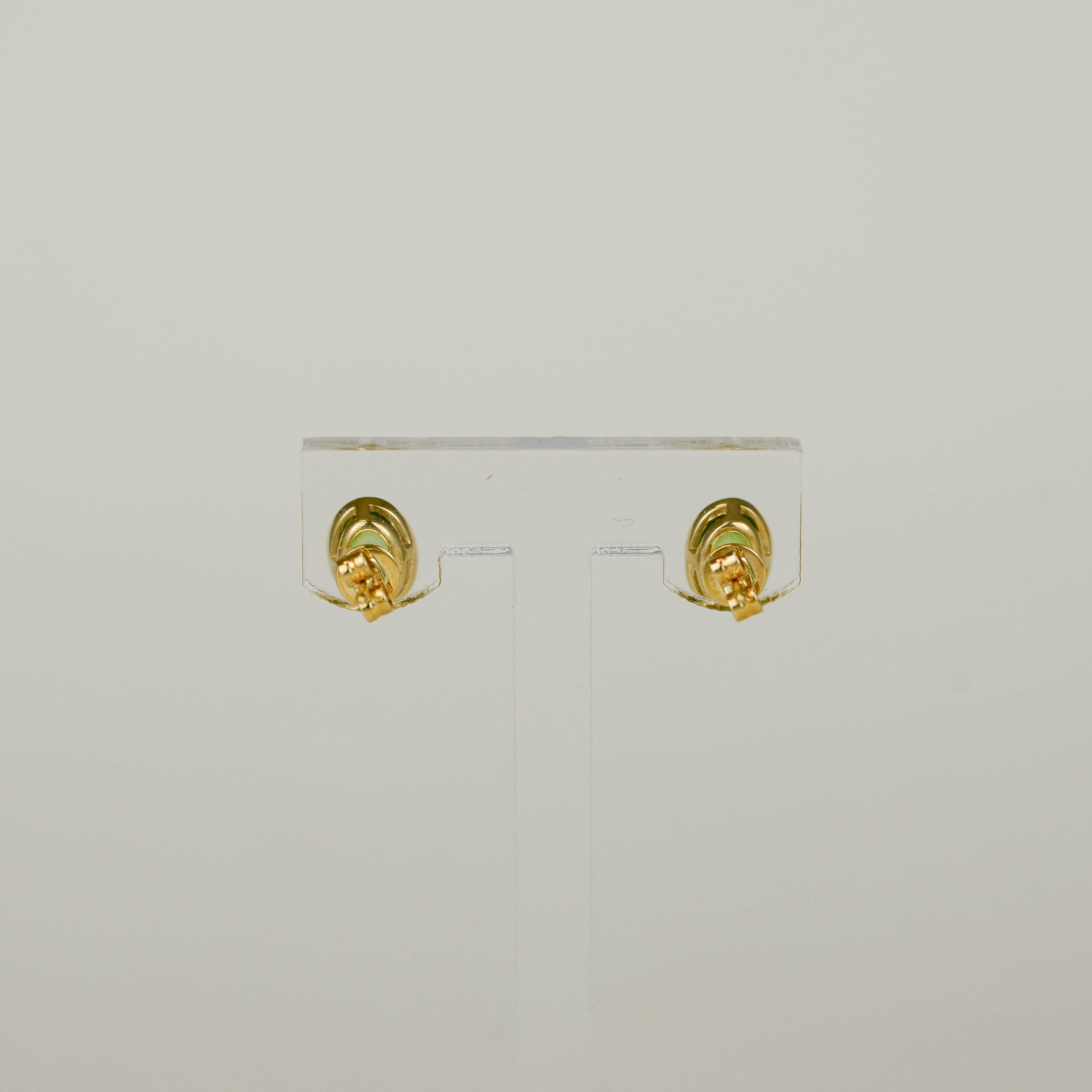 9ct Yellow Gold 1.84ct Oval Rub Set Peridot Stud Earrings