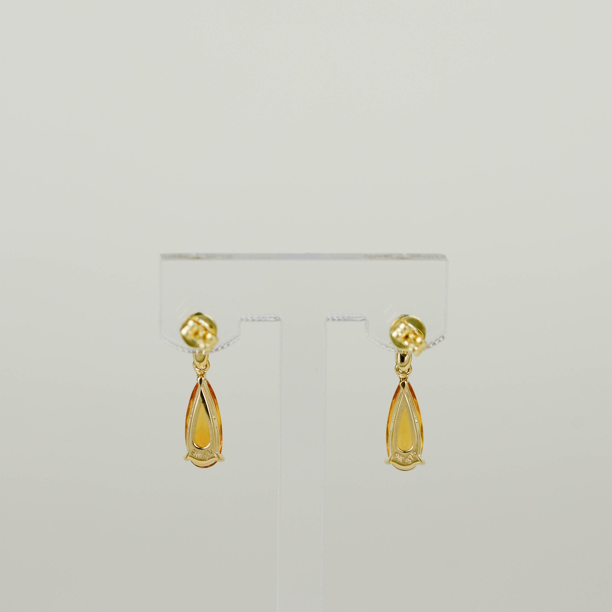 9ct Yellow Gold 2.22ct Elongated Pear Cut Citrine and Diamond Drop Earrings