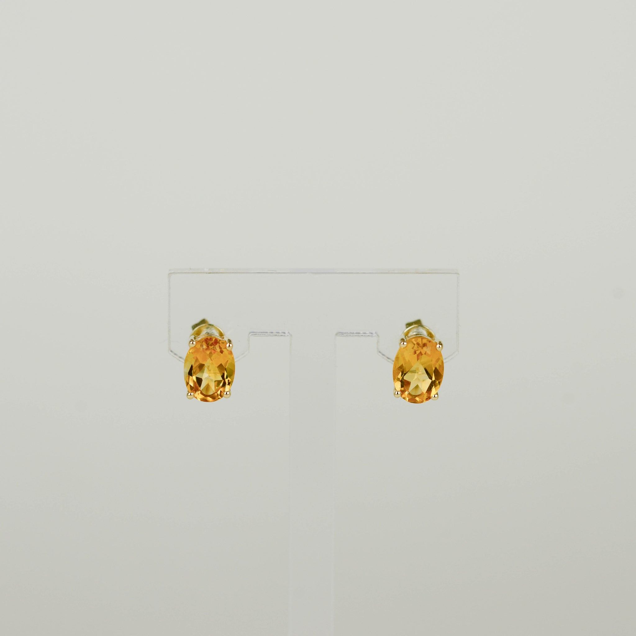 9ct Yellow Gold 2.36ct Oval Cut Citrine Stud Earrings
