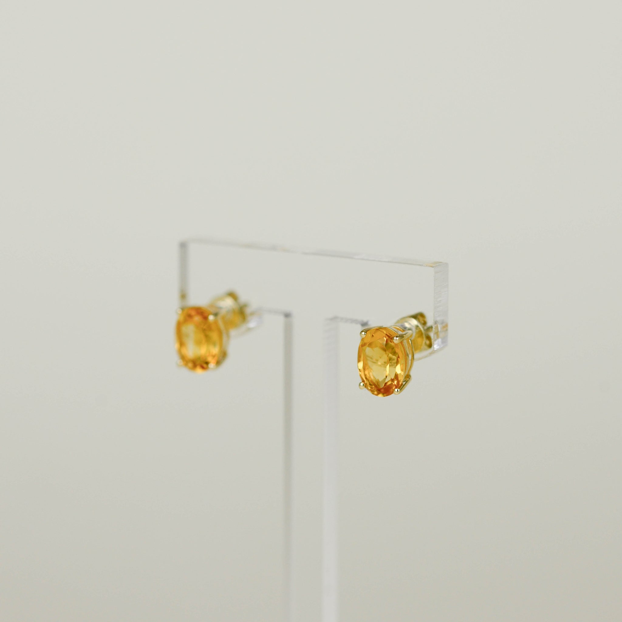 9ct Yellow Gold 2.36ct Oval Cut Citrine Stud Earrings
