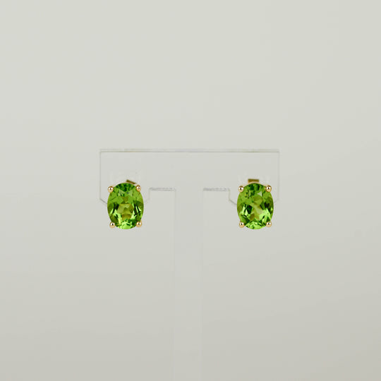 9ct Yellow Gold 4.00ct Oval Peridot Stud Earrings