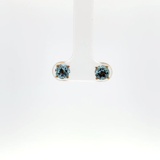 9ct Yellow Gold 2.00ct Round Blue Topaz Earrings