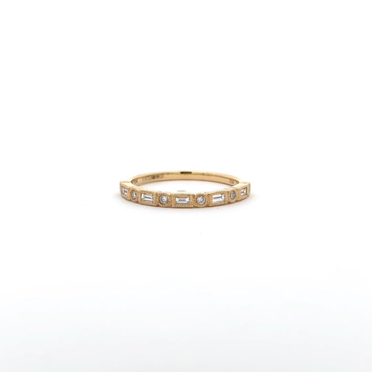 18ct Yellow Gold 0.26ct Baguette and Brilliant Cut Half-Eternity Ring