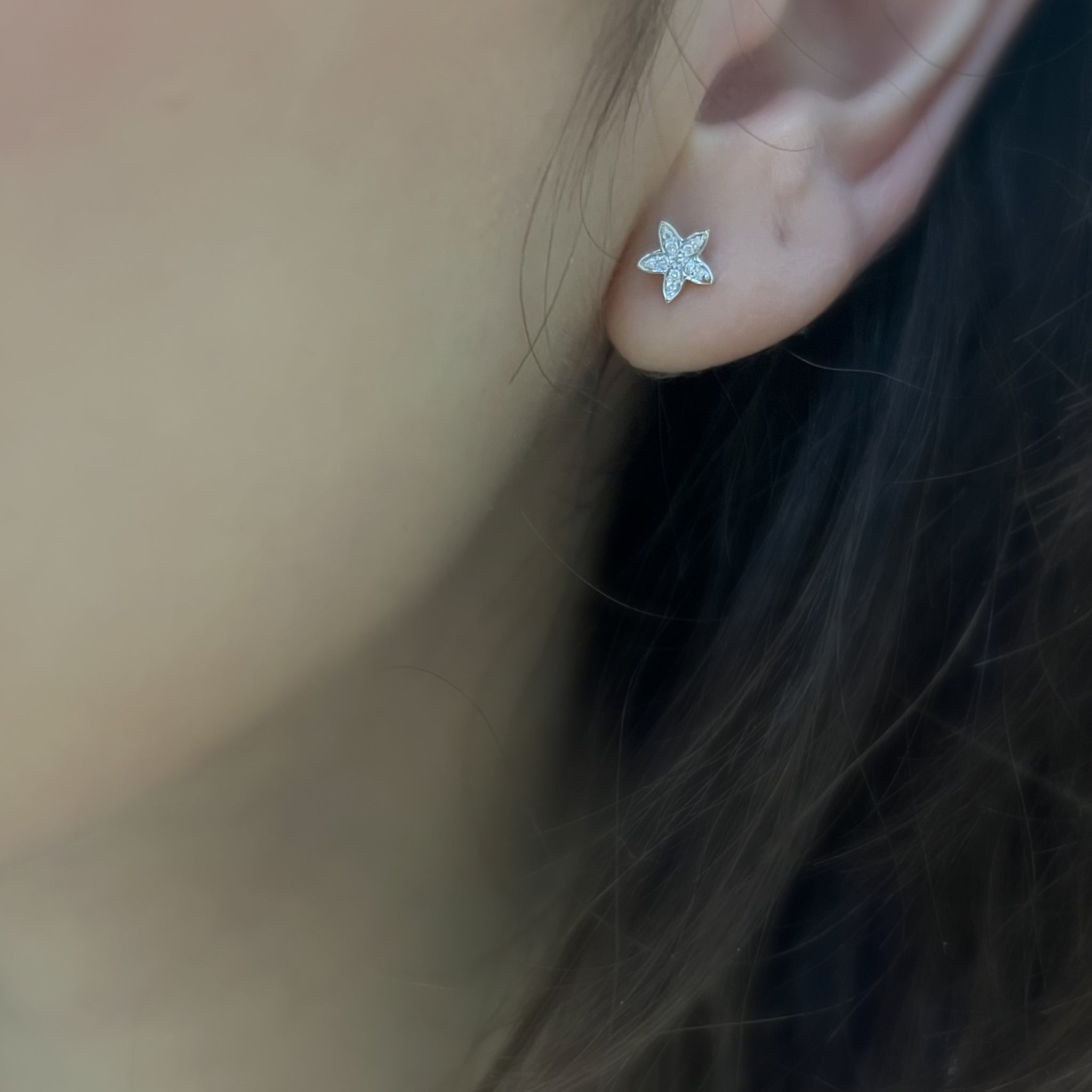 18ct White Gold 0.06ct Round Brilliant Diamond Floral Mini Stud Earrings