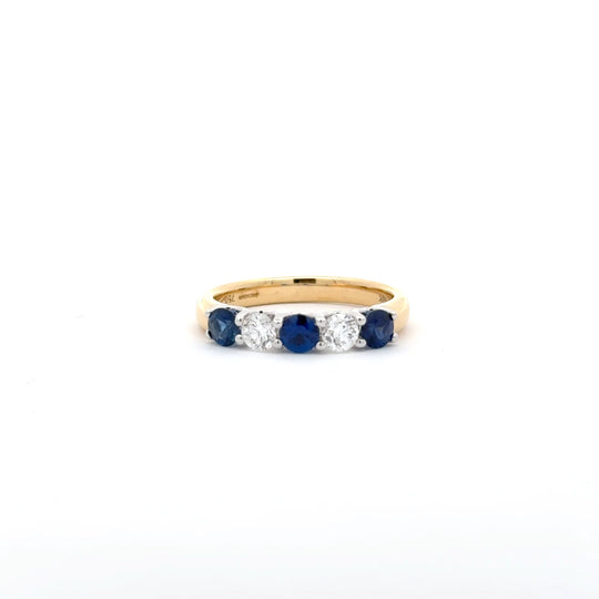 18ct Yellow & White Gold 0.63ct Sapphire and Diamond Half Eternity Ring