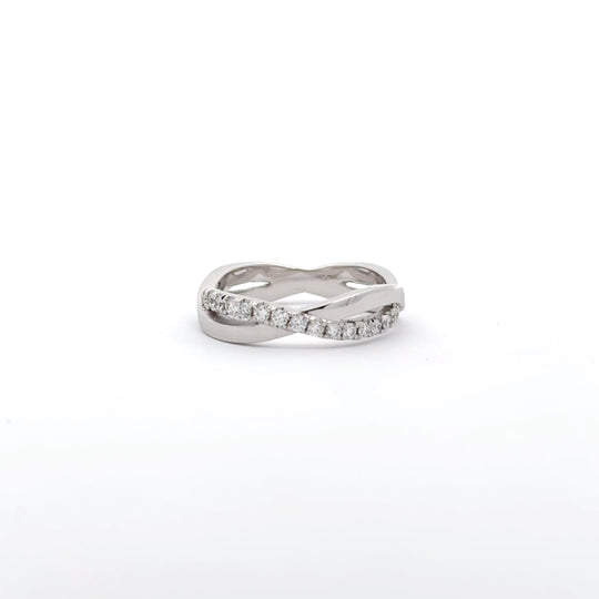 18ct White Gold 0.21ct Diamond Twisted Half Eternity Ring