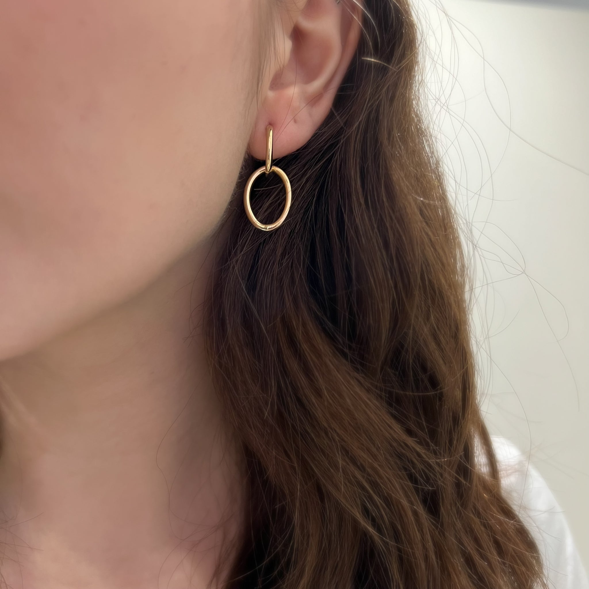 9ct Yellow Gold Double Hoop Drop Earrings
