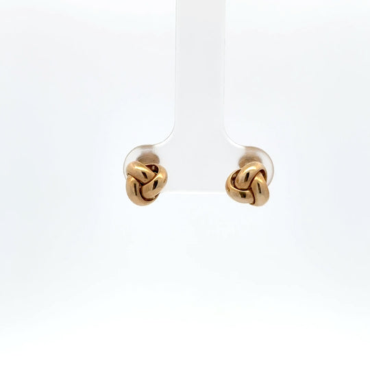 9ct Yellow Gold D-Section Knot Stud Earrings