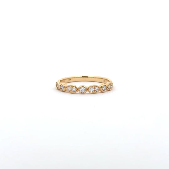 18ct Yellow Gold 0.21ct Round Brilliant Cut Diamond Half Eternity Ring