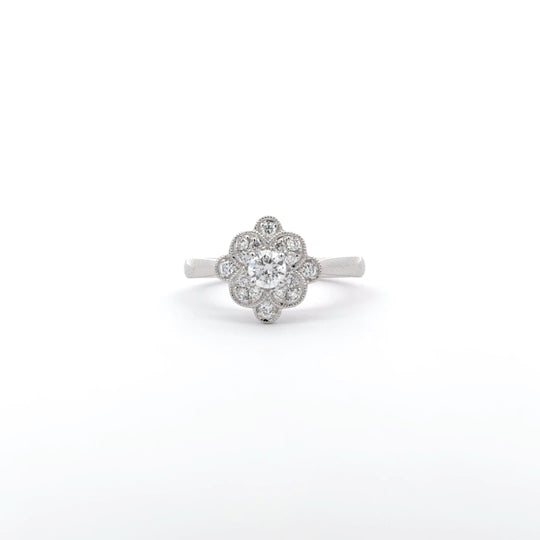 Platinum 0.45ct Round Brilliant Cut Diamond Cluster Ring
