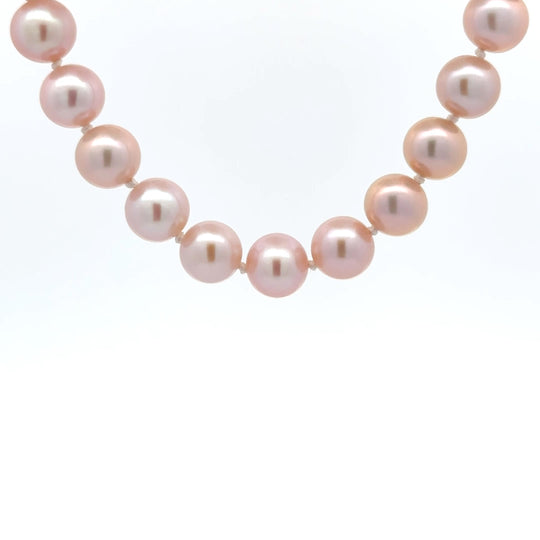 Silver Gold Plated 8mm Pink Freshwater Pearl Necklace