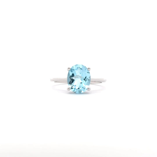 9ct White Gold 3.01ct Oval Blue Topaz Ring