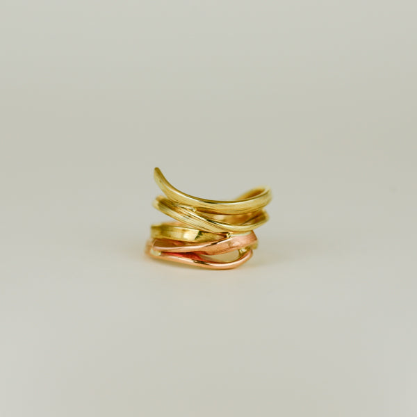 9ct Yellow and Rose Gold 5 Row Twisted Coil Ring