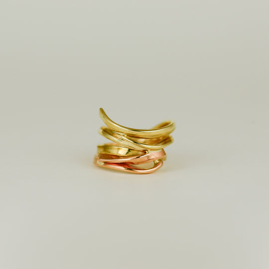 9ct Yellow and Rose Gold 5 Row Twisted Coil Ring