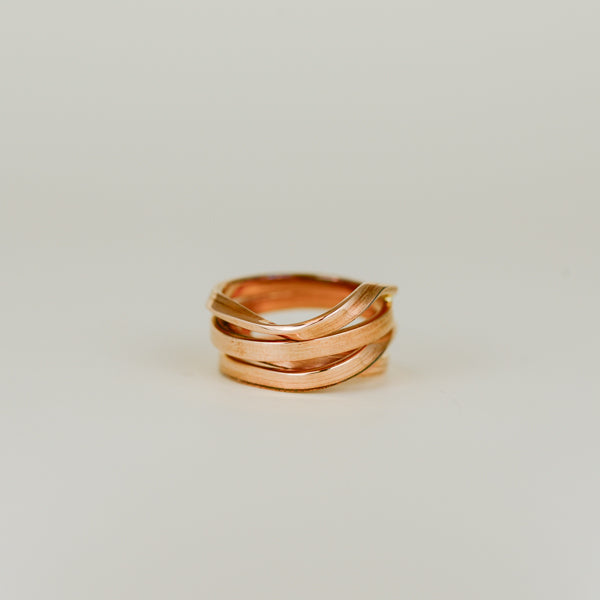 9ct Rose Gold 4 Row Twisted Coil Ring