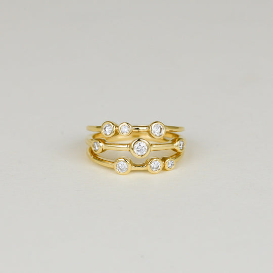 18ct Yellow Gold 0.33ct Round Scattered Diamond Dress Ring