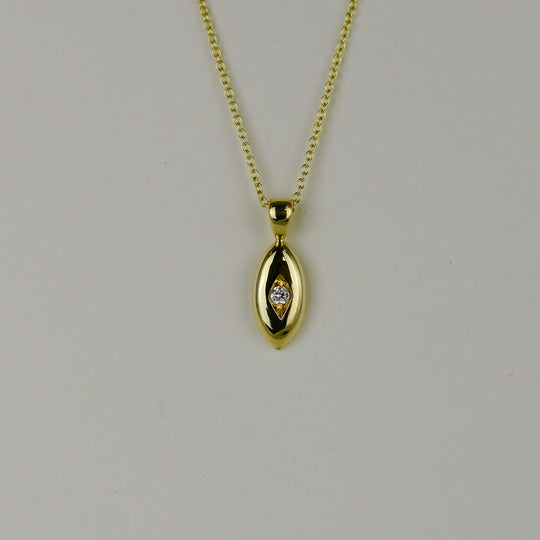 9ct Yellow Gold 0.05ct Round Diamond Marquise Pendant