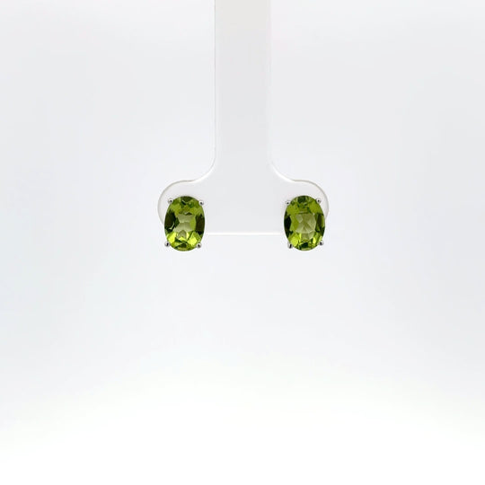 9ct White Gold 2.32ct Oval Peridot Earrings