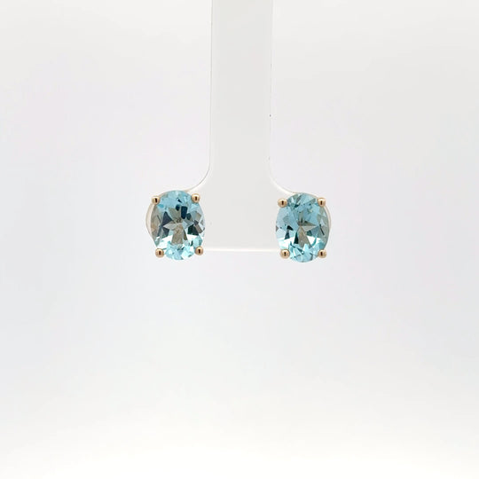 9ct Yellow Gold 4.52ct Oval Blue Topaz Earrings
