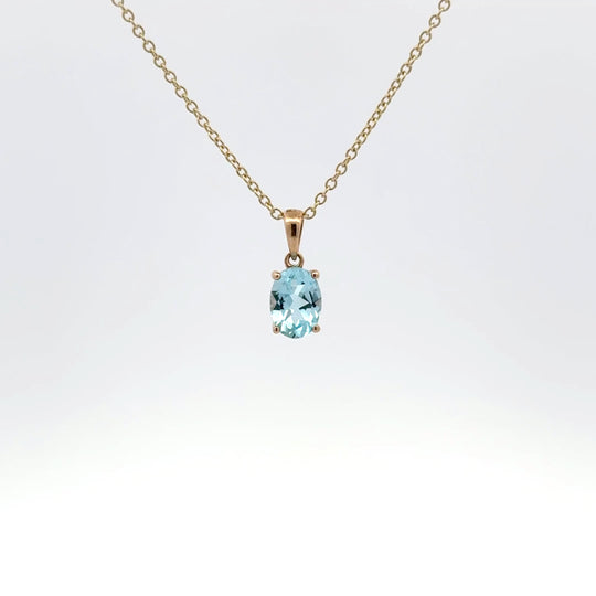 9ct Yellow Gold 1.27ct Oval Blue Topaz Pendant