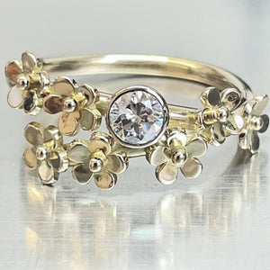 Scattered Flower and Diamond Ring